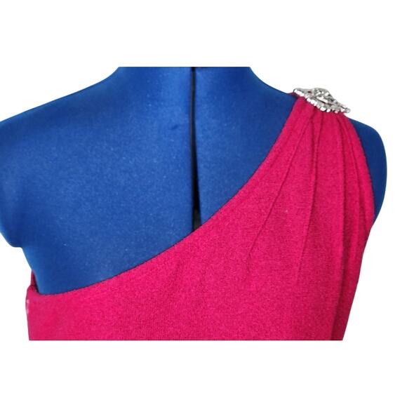 St. John Evening Single Shoulder Dress, Berry, Size 8, NWT - Picture 3 of 9